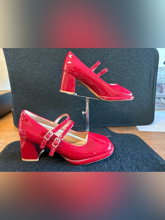 Shoes - Red Patent Double Strap Mary Jane Block Heels Size 39 EU / US Women’s 8–8.5